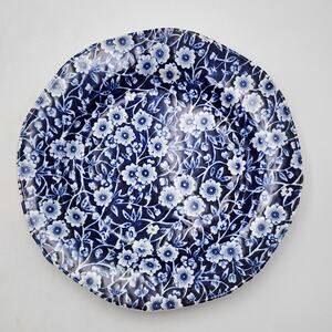 Calico Burleigh Staffordshire 7 1/2" Side Plate Blue Prunus Cherry Blossom VTG